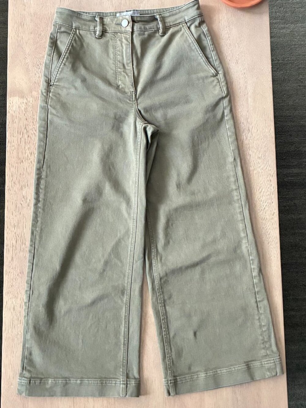 Everlane Cropped Wide-Leg Olive Pants Sz 6